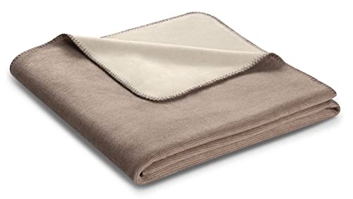 biederlack® samtig-weiche Kuscheldecke aus Baumwolle und Polyacryl I Made in Germany I Öko-Tex I nachhaltig produziert I Wohndecke Double Optic in Beige-Natur I Sofa-Decke in 150x200 cm von biederlack