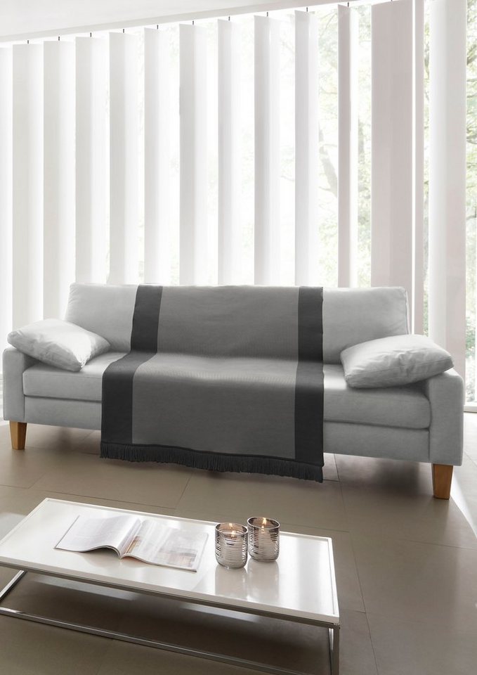 Sofaschoner Cotton Cover Salt & Pepper Biederlack, mit Fransen von Biederlack