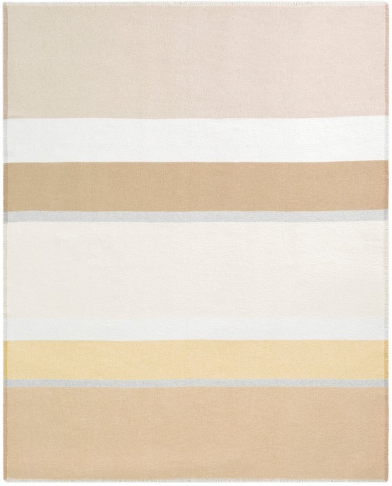 Wohndecke Fransenplaid 'Sand Stripe' 130 x 170 cm Beige, Biederlack von Biederlack