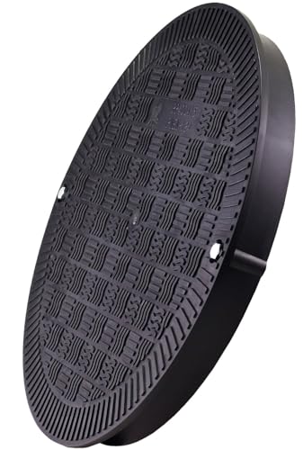 Schachtdeckel DN400 Kl.A15 Schwarz Grün Grau Steigrohr KG Rohr Brunnendeckel Kontrollschacht Abwasser (Schwarz DN400) von Bielbet