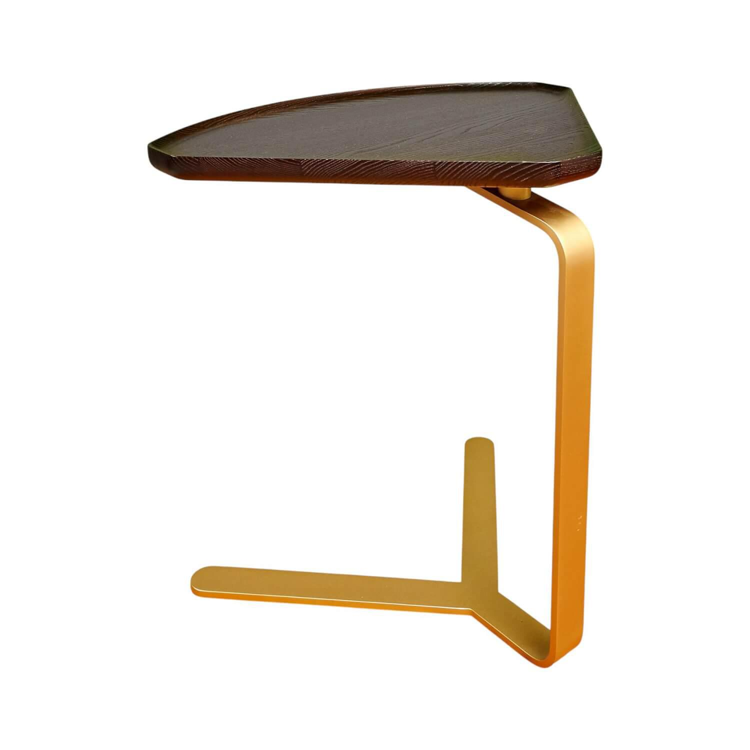 Beistelltisch Joy Platte Wengefarbig Gebeizt Gestell Messingfarbig von Bielefelder Werkstätten