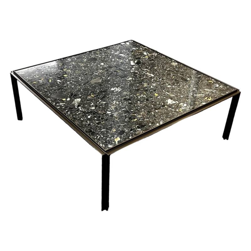 Couchtisch Hudson Platte Marmor Terrazzo Portoro Schwarz Gestell Metall Bronze M... von Bielefelder Werkstätten