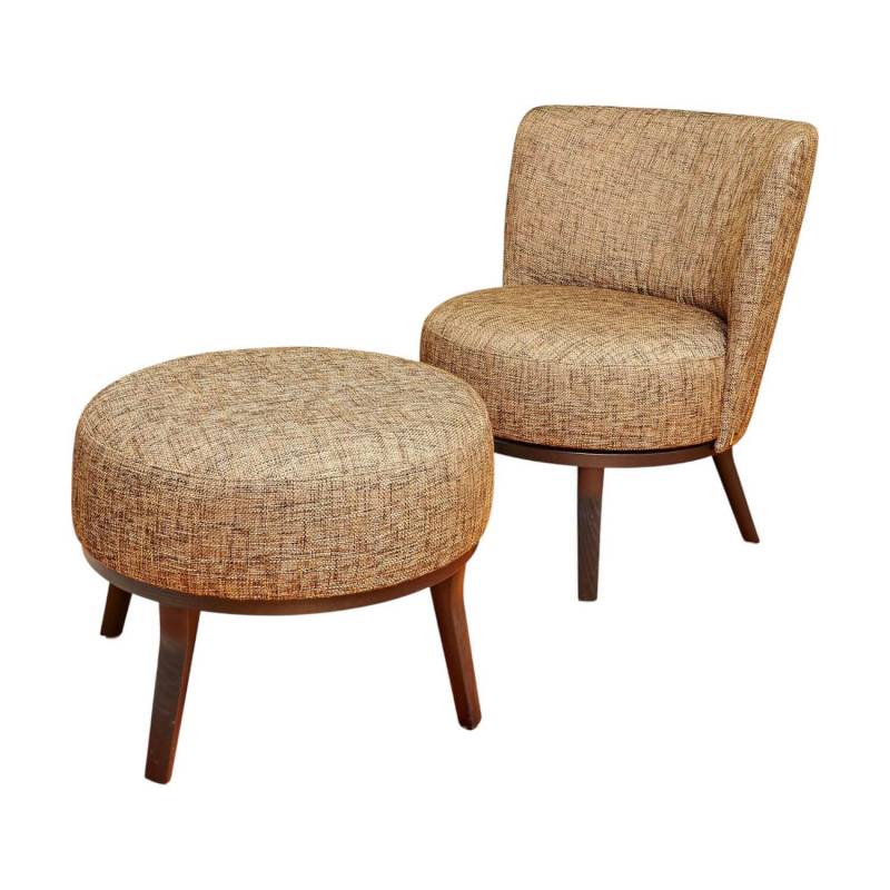 Drehsessel Polo Cocktail Stoff BW Troy Braun Gestell Esche Schwarz Gebeizt Inklu... von Bielefelder Werkstätten