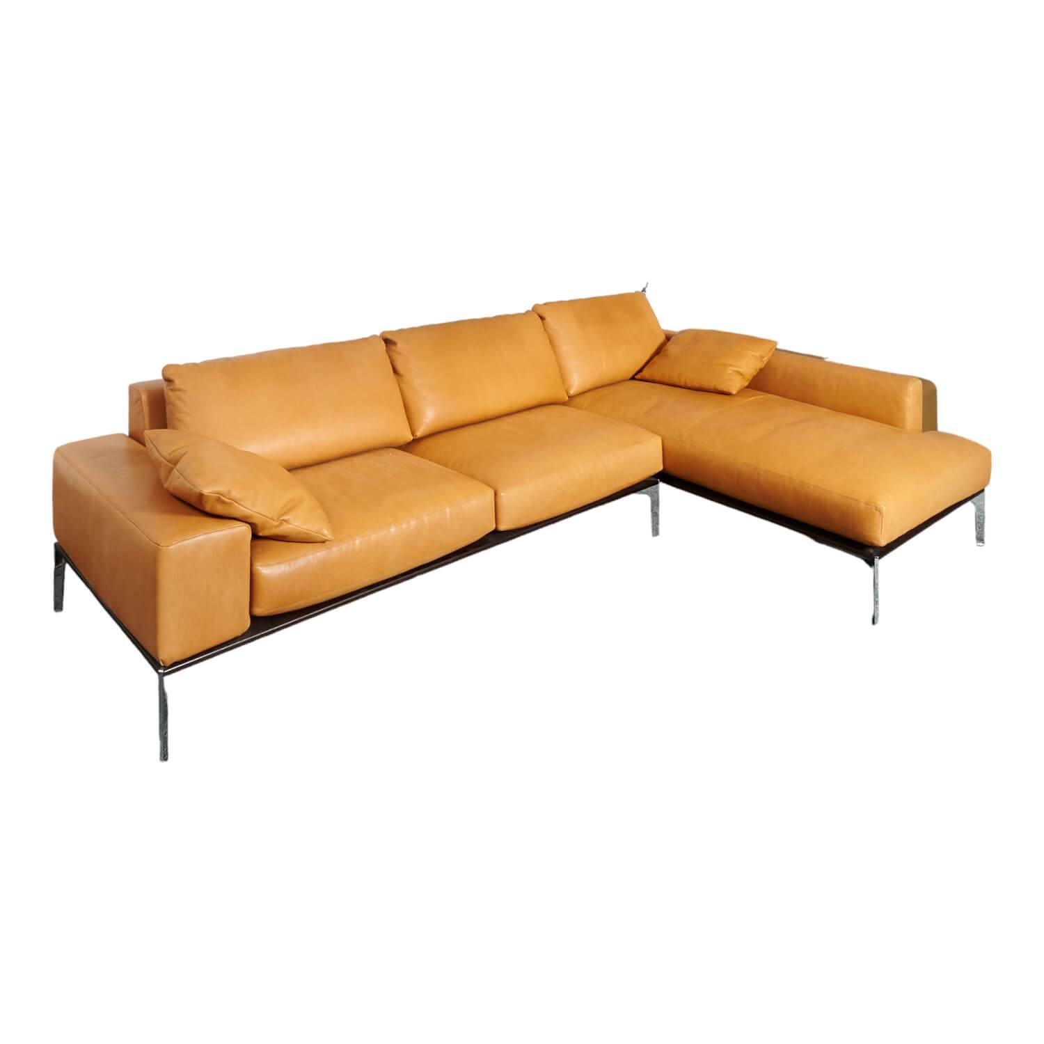 Ecksofa Spirit Leder Gascogne Cappuccino Braun Gestell Metall Füße Chrom Mit Nac... von Bielefelder Werkstätten