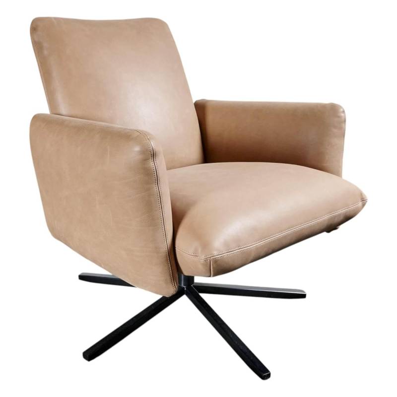 Lounge Sessel Heaven Leder Java Basalt Braun Gestell Metall Schwarz von Bielefelder Werkstätten