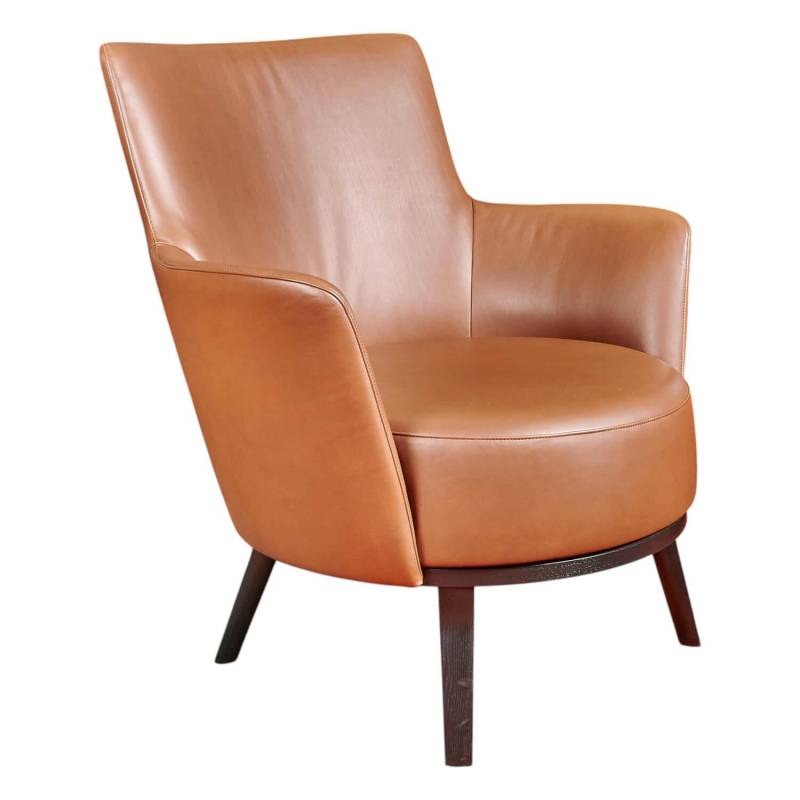 Polo Cocktail Hochlehnsessel Leder Provence Braun mit Drehfunktion von Bielefelder Werkstätten