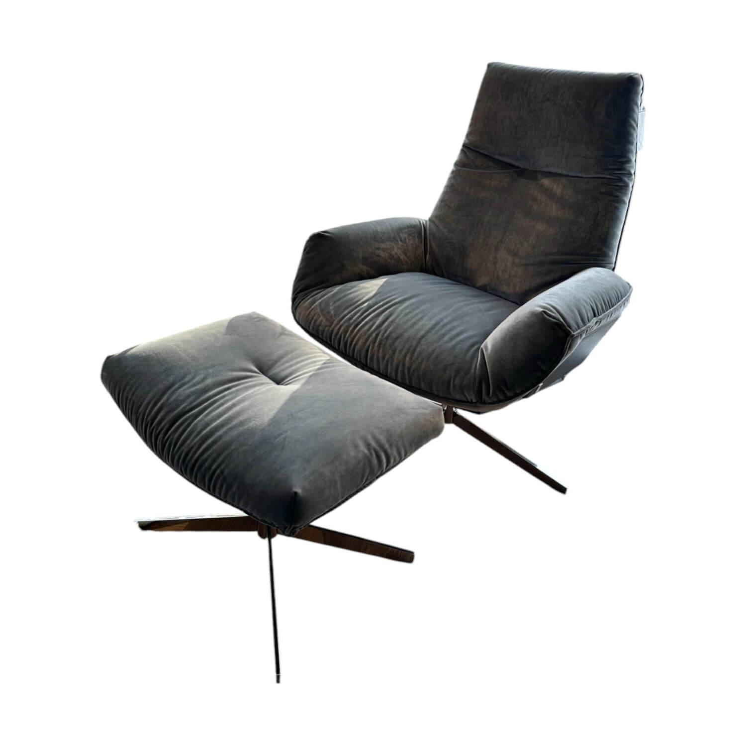 Sessel Daron Außen Leder Normandie Schwarz Innen Stoff Carlucci City Velvet CA78... Sessel Daron Außen Leder Normandie Schwarz Innen Stoff Carlucci City Velvet CA78... von Bielefelder Werkstätten
