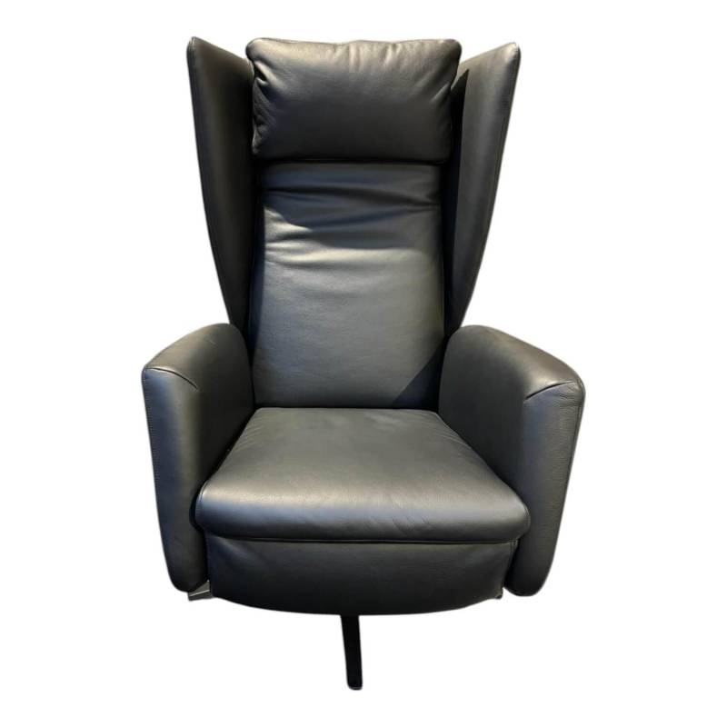 Sessel Dave Leder Normandie Schwarz Gestell Sternfuß Schwarz Matt Motorisch Vers... von Bielefelder Werkstätten