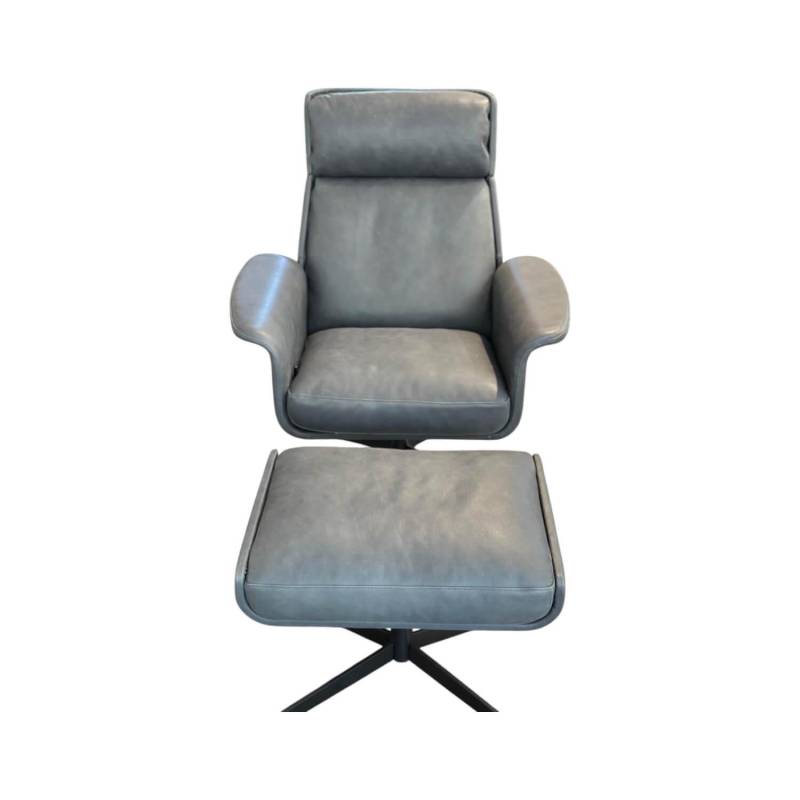 Sessel Legend 172 1000 Leder Java Vulcano Grau Kreuzfuß Metall Schwarz Matt Pulv... von Bielefelder Werkstätten