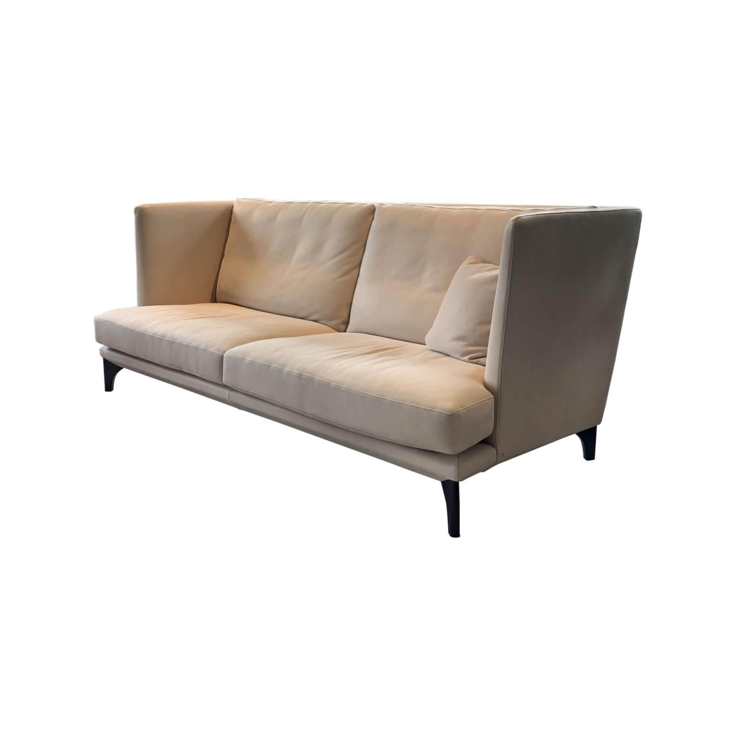Sofa Polo Lounge Leder 2 Java Sand Füße Braun Gebeizt von Bielefelder Werkstätten