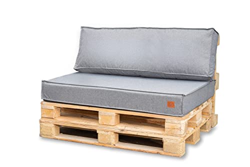 Bielik Palettenkissen 120 x 80 Set für Palettenmöbel | Wasserdicht Europaletten Sitzkissen Made in EU | Palettensofa komplett besteht aus 2 Teilen in Farbe: Grau von Bielik