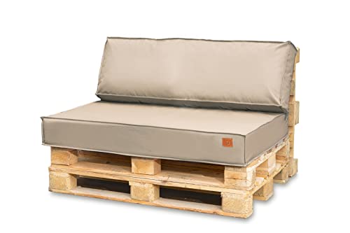 Bielik Palettenkissen 120 x 80 Set für Palettenmöbel | Wasserdicht Europaletten Sitzkissen Made in EU | Palettensofa komplett besteht aus 2 Teilen in Farbe: Hellbeige von Bielik