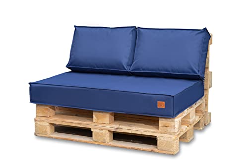 Bielik Palettenkissen 120 x 80 Set für Palettenmöbel | Wasserdicht Europaletten Sitzkissen Made in EU | Palettensofa komplett besteht aus 3 Teilen in Farbe: Dunkelblau von Bielik