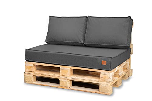 Bielik Palettenkissen 120 x 80 Set für Palettenmöbel | Wasserdicht Europaletten Sitzkissen Made in EU | Palettensofa komplett besteht aus 3 Teilen in Farbe: Dunkelgrau von Bielik