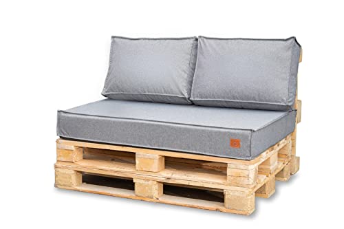 Bielik Palettenkissen 120 x 80 Set für Palettenmöbel | Wasserdicht Europaletten Sitzkissen Made in EU | Palettensofa komplett besteht aus 3 Teilen in Farbe: Grau von Bielik