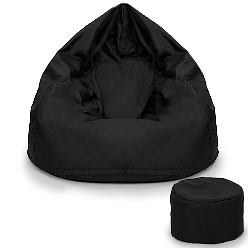 Bielik Sitzsack XXL mit Hocker Sitzkissen Bodenkissen Sessel Kissen In & Outdoor Gaminggeignet Sitzsack für Jugendliche und Erwachsene Beanbag mit Füllung 350L (schwarz) von Bielik