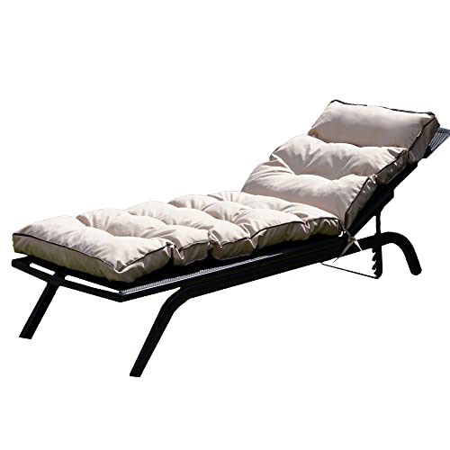 Bielik Stepp Auflage Gartenliege - Sonnenliege Auflage für Deckchair Holz aus Wasserdichter Stoff mit Oeko-TEX-Zertifikat und Riemen befestigt - Genäht in Europa (Beige) von Bielik