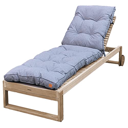 Bielik Stepp Auflage Gartenliege - Sonnenliege Auflage für Deckchair Holz aus Wasserdichter Stoff mit Oeko-TEX-Zertifikat und Riemen befestigt - Genäht in Europa (Grau) von Bielik