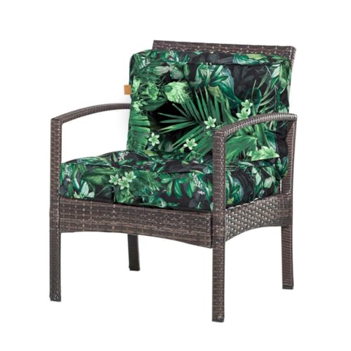 Bielik sitzkissen für Rattansessel 77x50 cm – Gartenmöbel Auflage, Polsterauflagen für Rattan Stuhl, Outdoor Ersatzpolster für PE Rattansessel, wasserdichtes Gartenpolster – grüne Blätter von Bielik