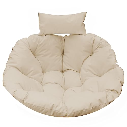 Hängesessel Kissen Polster Auflage für Hängeschaukel Sitzauflage für Hängekorb mit Rückenkissen Runde Sitzkissen Indoor Outdoor Dekokissen für Patio Hängekorb Stuhlkissen Schaukelkissen (beige) von Bielik