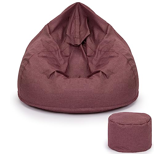 Sitzsack XXL mit Hocker Sitzkissen Bodenkissen Sessel Kissen In & Outdoor Gaminggeignet Sitzsack für Jugendliche und Erwachsene Beanbag mit Füllung 350L (violett) von Bielik