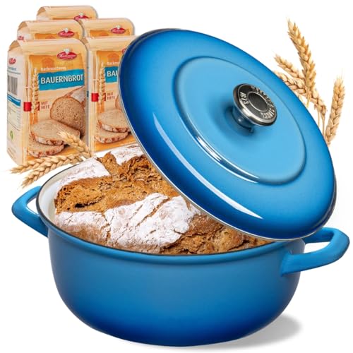 BIELMEIER Gusseisen Brottopf Keramik 28 cm blau CLEAN Diamantglasur 5x Brotbackmischung Bauernbrot a 500 g BIELMEIER Gusseisen Brottopf Keramik 28 cm blau CLEAN Diamantglasur 5x Brotbackmischung Bauernbrot a 500 g von Bielmeier