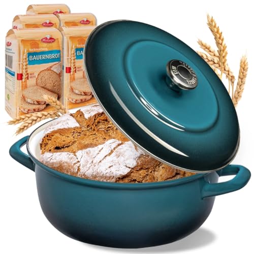 BIELMEIER Gusseisen Brottopf Keramik 28 cm petrol CLEAN Diamantglasur 5x Brotbackmischung Bauernbrot a 500 g BIELMEIER Gusseisen Brottopf Keramik 28 cm petrol CLEAN Diamantglasur 5x Brotbackmischung Bauernbrot a 500 g von Bielmeier