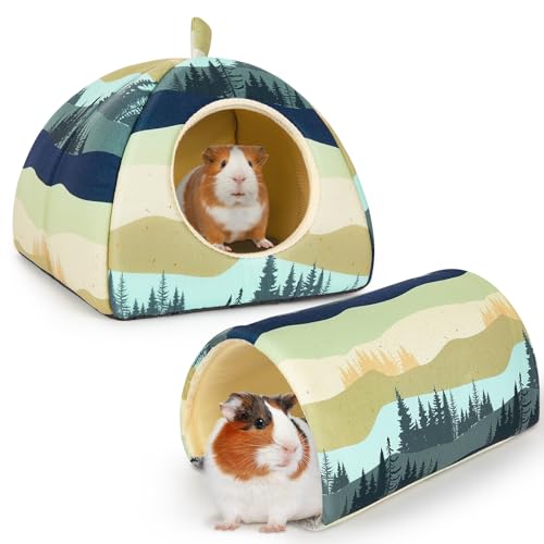 Bienbee Meerschweinchen-Versteck Waschbares Kaninchenbett mit Meerschweinchentunnel, 2 Stück, Meerschweinchen-Spielzeug-Set, Hasenversteck Käfigzubehör für Hamster, Frettchen, Kaninchen, Hasen Bienbee Meerschweinchen-Versteck Waschbares Kaninchenbett mit Meerschweinchentunnel, 2 Stück, Meerschweinchen-Spielzeug-Set, Hasenversteck Käfigzubehör für Hamster, Frettchen, Kaninchen, Hasen von Bienbee