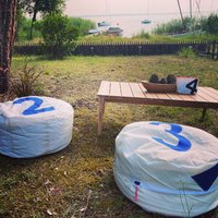 Upcycled Sail Cloth Sitzsäcke Hocker Bezug - Zero Waste Handmade Geschenksegeltuch Sitzkissen Sitzsack von BientotDimanche