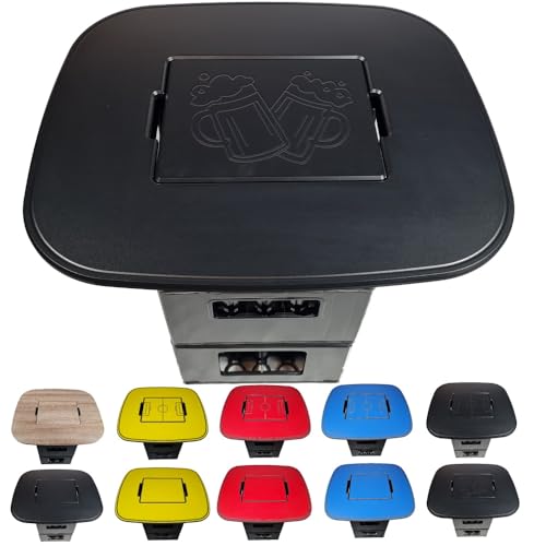 Premium Bierkastenaufsatz Bierkisten Tisch Bierkasten Stehtisch Bierkisten Aufsatz Bistrotisch Partytisch Fanartikel Fussball (Schwarz-Bierglas) von BierEx