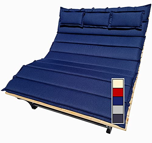 BierEx XXL Auflage Polster Kissen Sitzkissen mit Kopfkissen für Waldsofa Himmelsliege Relaxliege Saunaliege (blau, Standard XXL) von BierEx