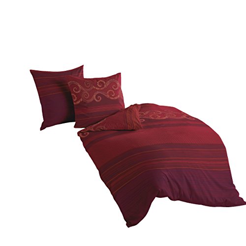 Bierbaum Bettwäsche 4429, Mako-Satin, Made in Germany, rot 04, 200x200 + 2x 80x80 cm, für das Doppelbett von Bierbaum