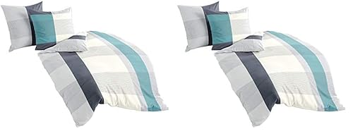 Bierbaum Bettwäsche 4643, Mako-Satin, Designed in Germany, Ozean 15, 135x200 + 80x80 cm (Packung mit 2) von Bierbaum