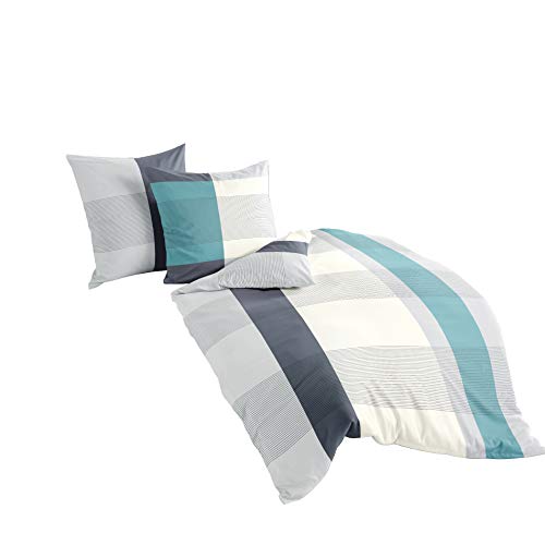 Bierbaum Bettwäsche 4643, Satin Basic, Designed in Germany, ozean 15, 155x220 + 80x80 cm, Komfortgröße von Bierbaum