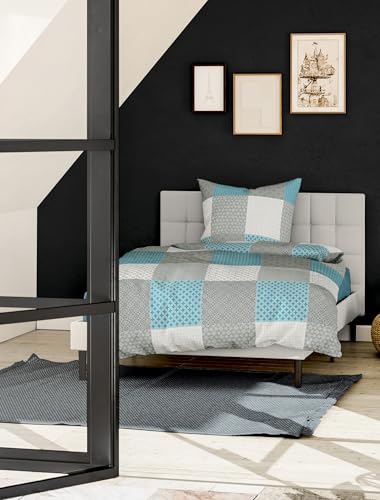 Bierbaum Bettwäsche 6277, Renforcé, 100% Baumwolle, Designed in Germany, Türkis 14, 135x200 + 80x80 cm von Bierbaum