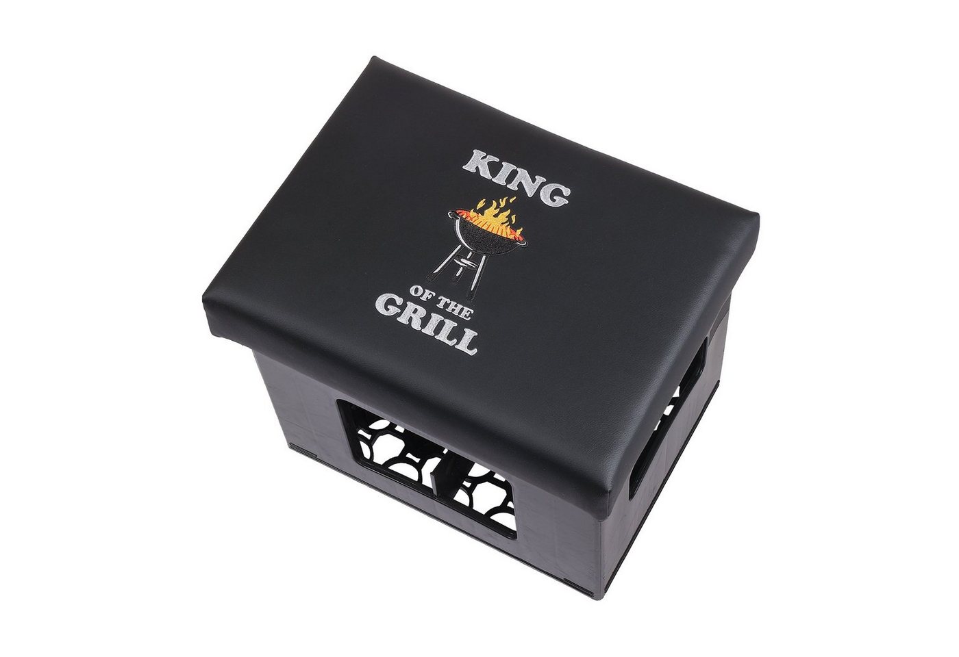 BierEx Sitzhocker Bierkisten Sitzkissen - King of the Grill schwarz (1 St) von Bierex