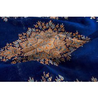 10x13 Vintage Teppich, Blauer Oushak Teppich 10x13, Übergroßer Wohnzimmer Esszimmer Antiker von BievRugs