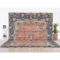 10x13 Vintage Teppich, Roter Oushak Teppich 10x13, Übergroßer Wohnzimmer Esszimmer Antiker von BievRugs