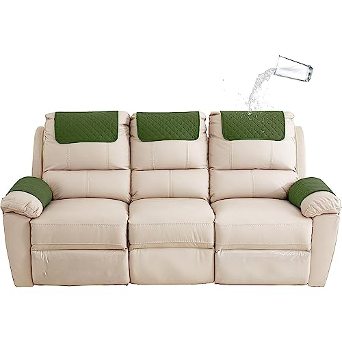 Bieyaet Armlehnenbezüge, Sofa Armlehne Kopfstützenbezug Für SesselSofadecken für Sitzfläche, Sofaschoner rutschfest, Sesselschoner für Relaxsessel (Grün,3-Sitzer Liege | 5 STK) von Bieyaet