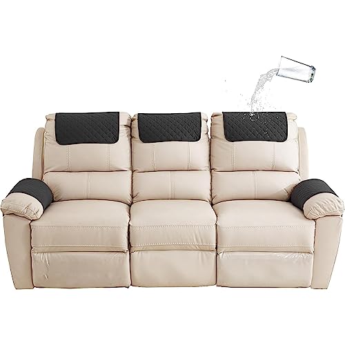 Bieyaet Armlehnenbezüge, Sofa Armlehne Kopfstützenbezug Für SesselSofadecken für Sitzfläche, Sofaschoner rutschfest, Sesselschoner für Relaxsessel (Schwarz,3-Sitzer Liege | 5 STK) von Bieyaet