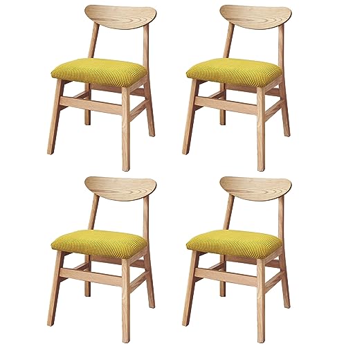 Bieyaet Stuhlhussen 1er/2er/4er/6er Set, Stuhlbezug Sitzfläche, Stretch Bezug für Stühle Sitzbezüge für Esszimmer/Hotel/Zeremonie/Bankett/Küche (Gelb,4er Set) von Bieyaet