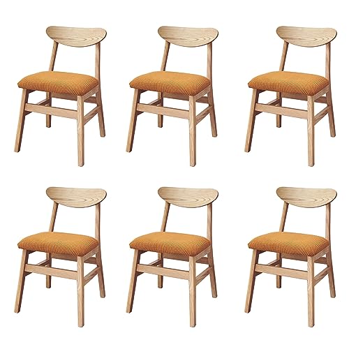 Bieyaet Stuhlhussen 1er/2er/4er/6er Set, Stuhlbezug Sitzfläche, Stretch Bezug für Stühle Sitzbezüge für Esszimmer/Hotel/Zeremonie/Bankett/Küche (Gold,6er Set) von Bieyaet