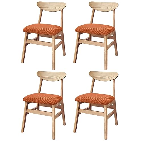 Bieyaet Stuhlhussen 1er/2er/4er/6er Set, Stuhlbezug Sitzfläche, Stretch Bezug für Stühle Sitzbezüge für Esszimmer/Hotel/Zeremonie/Bankett/Küche (Orange Rot,4er Set) von Bieyaet