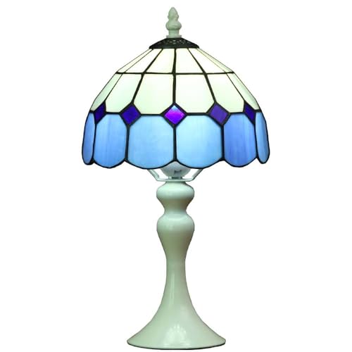 Bieye L30042 Mittelmeer- Buntglas-Tischlampe im Tiffany-Stil für Bett und Wohnzimmer, 38cm groß von Bieye