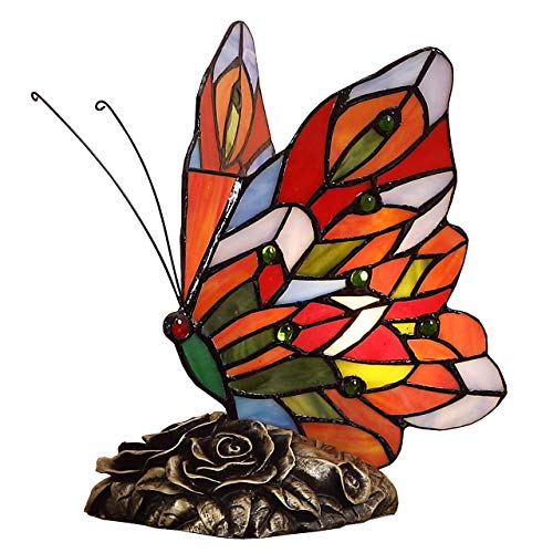 Bieye L30043 9 Zoll Schmetterling Tiffany-Stil Glasmalerei Schreibtischlampe von Bieye