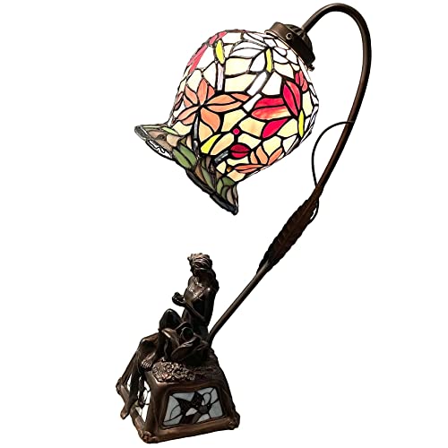 Bieye L30624 20 Zoll Blume und Mädchen Tiffany-Stil Glasmalerei Schreibtischlampe von Bieye