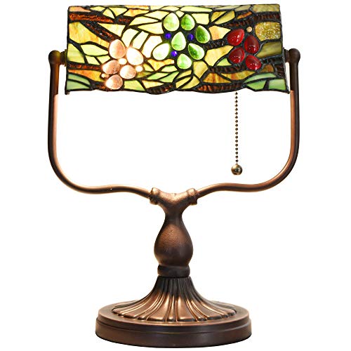 Bieye L30764 Tiffany Grape Banker-Schreibtischlampe aus Buntglas für Lesearbeiten, 14 Zoll hoch von Bieye