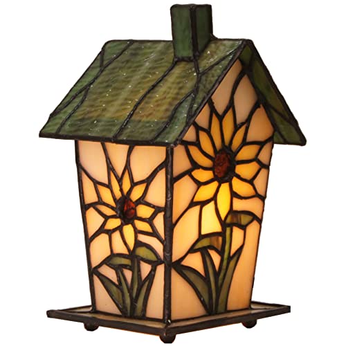 Bieye L30782 Vogelhaus Tiffany Stil Buntglas Tischlampe Nachtlicht 17,8 cm hoch (Libelle) von Bieye