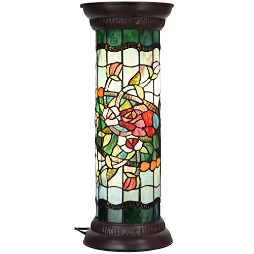 Bieye L30823 Rose Blume Tiffany Stil Buntglas Sockel Stehlampe zum Dekorieren, 71,1 cm hoch von Bieye