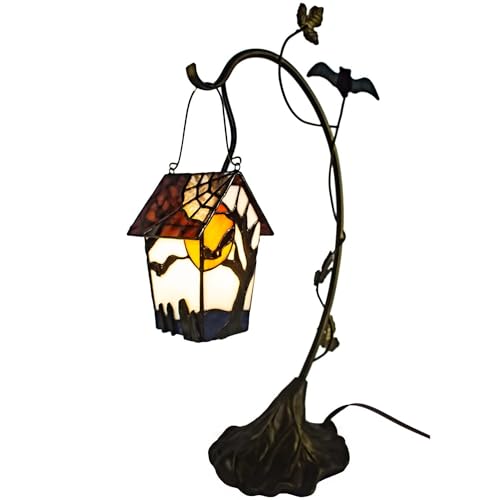 Bieye L30938 21 Zoll Vogelhaus Tiffany-Stil Glasmalerei Schreibtischlampe (Fledermausnest, 21 Zoll hoch) von Bieye